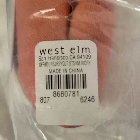 New OFFHOURS West Elm Renaissance Organic Standard Pillow Sham Ivory Peach Trim - Picture 6 of 6